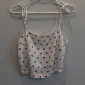 Brandy Melville flower embroidered tank tie straps
